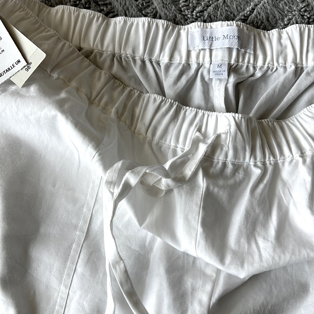 Aritzia Little Moon White Cotton Pants Medium Long - Picture 3 of 7